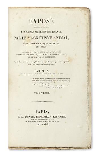 ANIMAL MAGNETISM.  Mialle, Simon. Exposé par Ordre Alphabetique des Cures opérées en France par le Magnétisme Animal. 2 vols. 1826